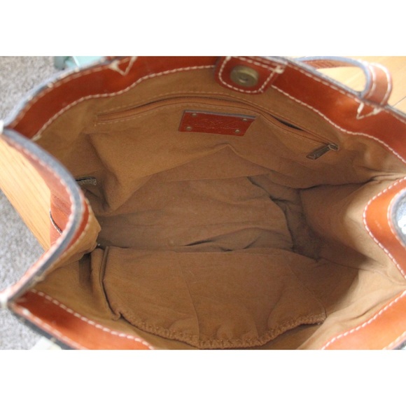 Patricia Nash Cognac Leather Shoulder Bag Preowned Neutral Cherry Cognac… - Picture 11 of 14